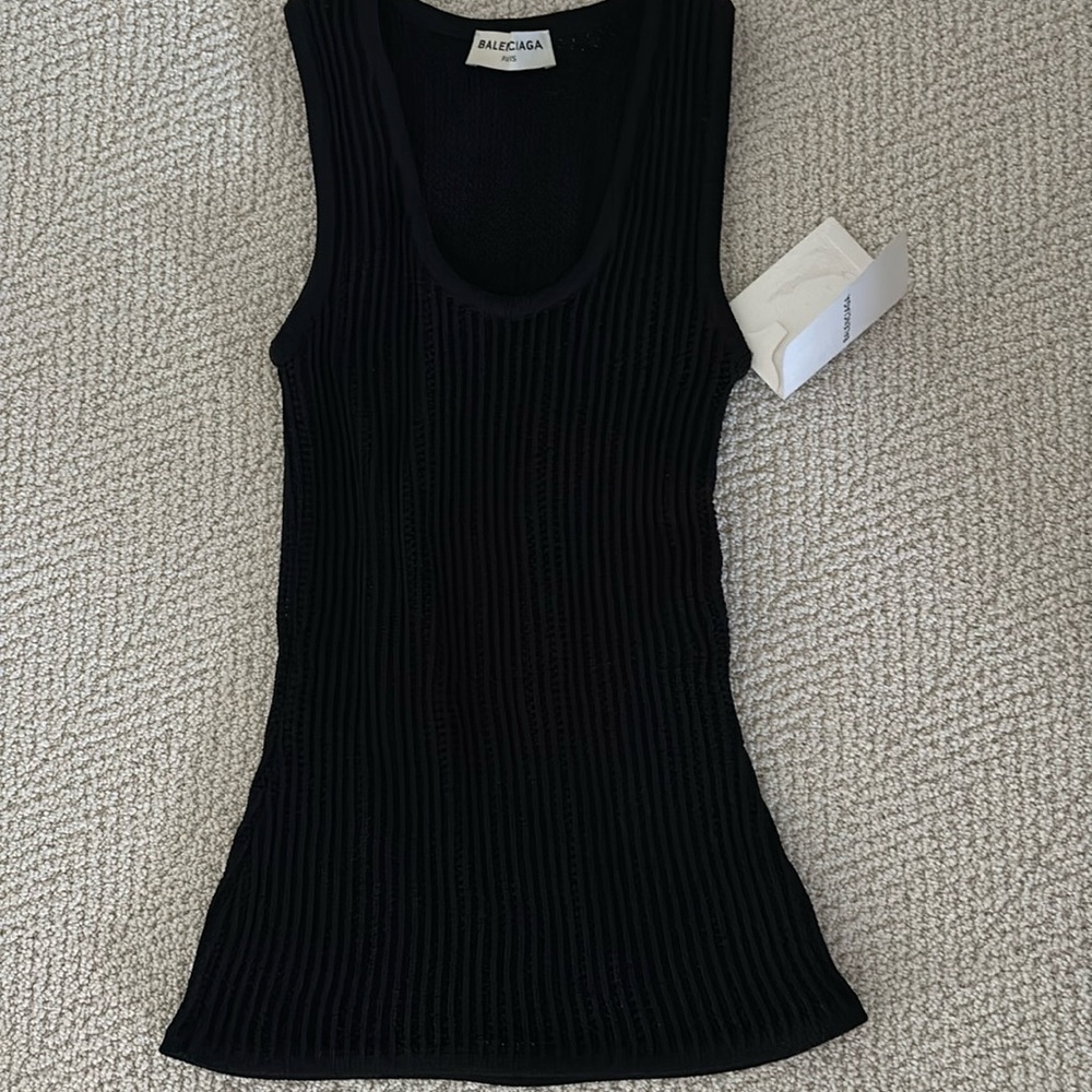 Women’s knot see through tank thick knit stretchy balenciaga